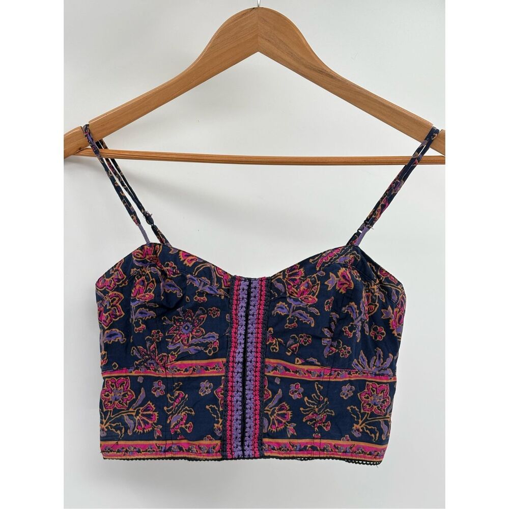 American Eagle Top Bralette Crop Y2K Corset Women Small Blue Pink‎ Festival Boho